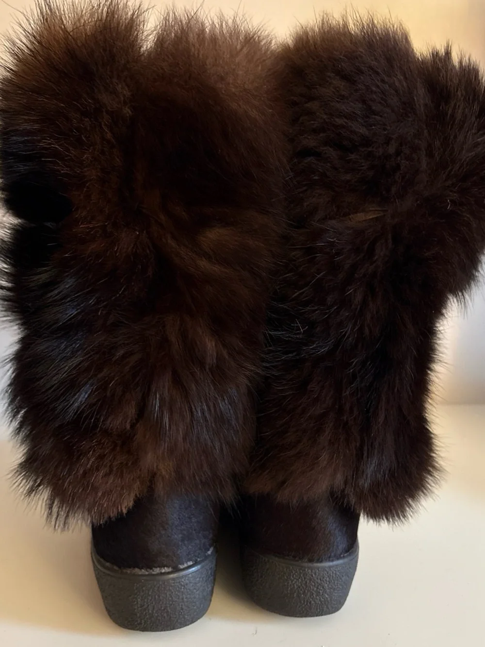PAJAR aprés ski Women's Brown Fur Winter Boots - Cozy Pull Italy 7.5 us
